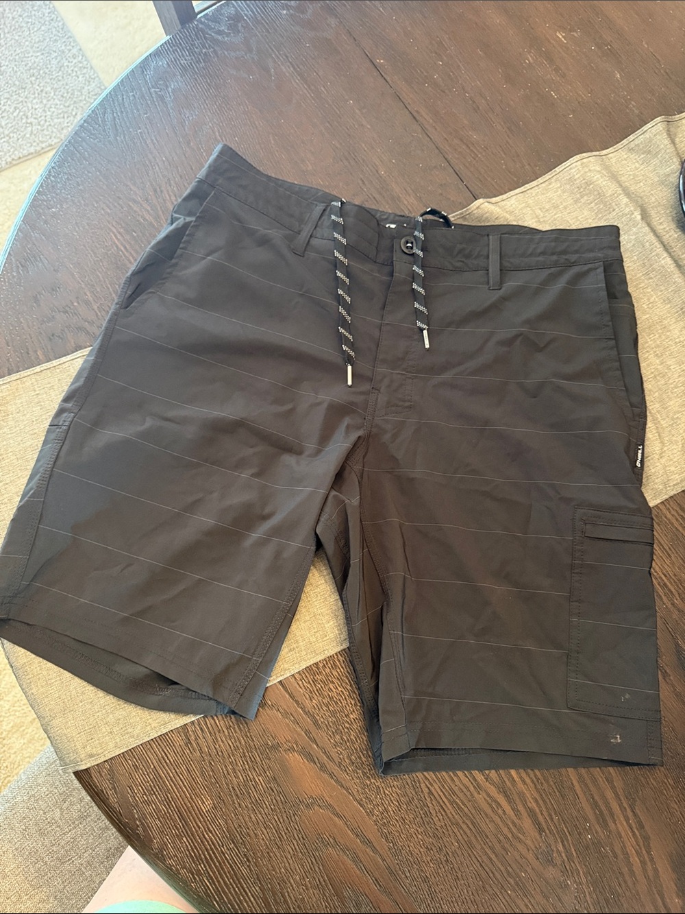 O'Neill Men's Dark Gray Striped Cargo Shorts